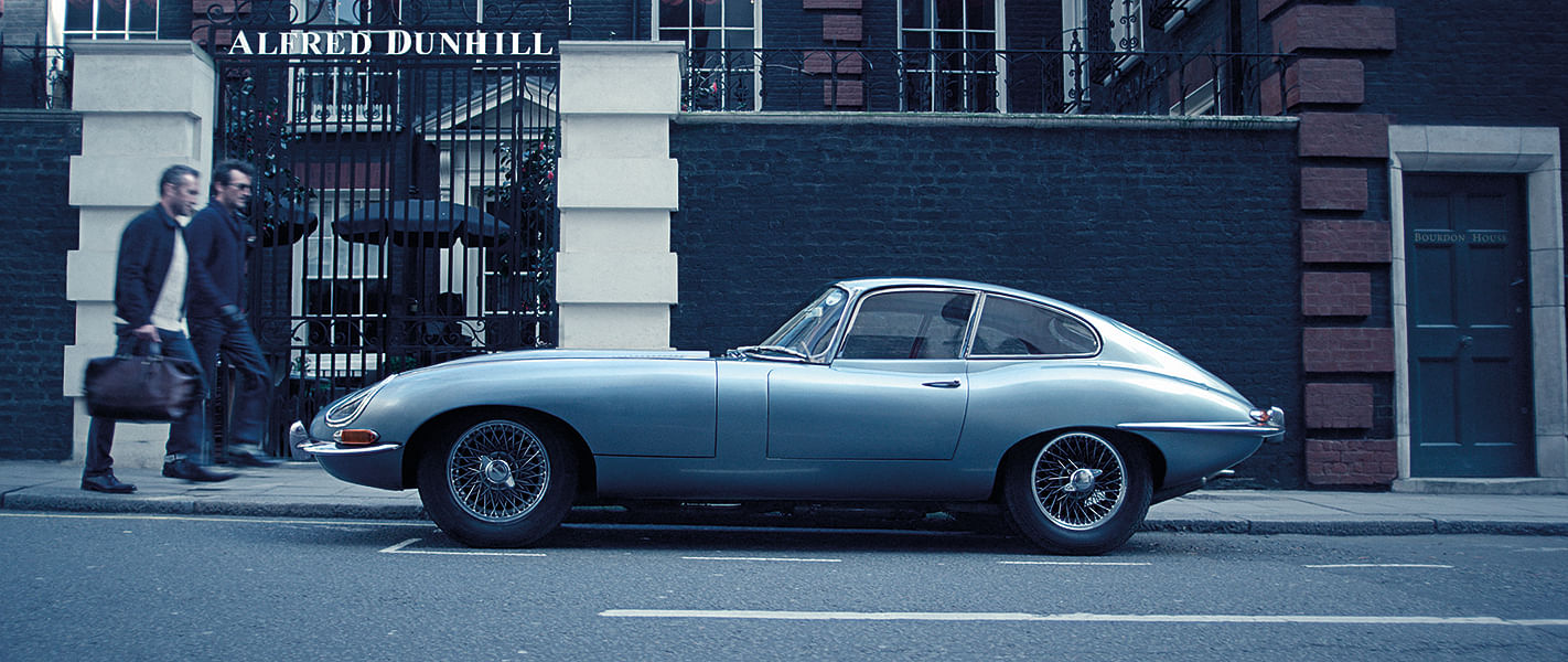 A stunning vintage Jaguar E Type was the vehicle of choice on this particular journey, with plenty of Johnnie Walker whisky waiting for them at each drive's end.