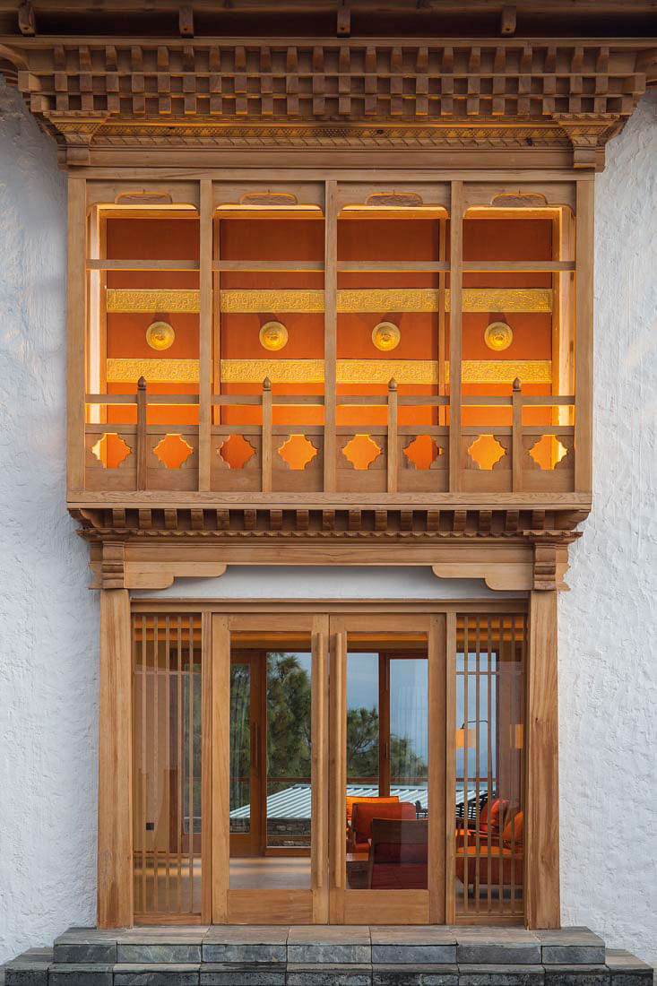 Dhensa Punakha resort’s wood and stone design is a modern, minimalist take on the traditional Bhutanese house.