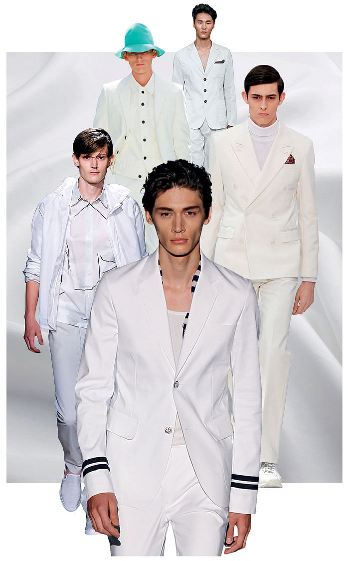 Clockwise from top: Giorgio Armani, Louis Vuitton, Gucci, Hermes & Burberry Prorsum.