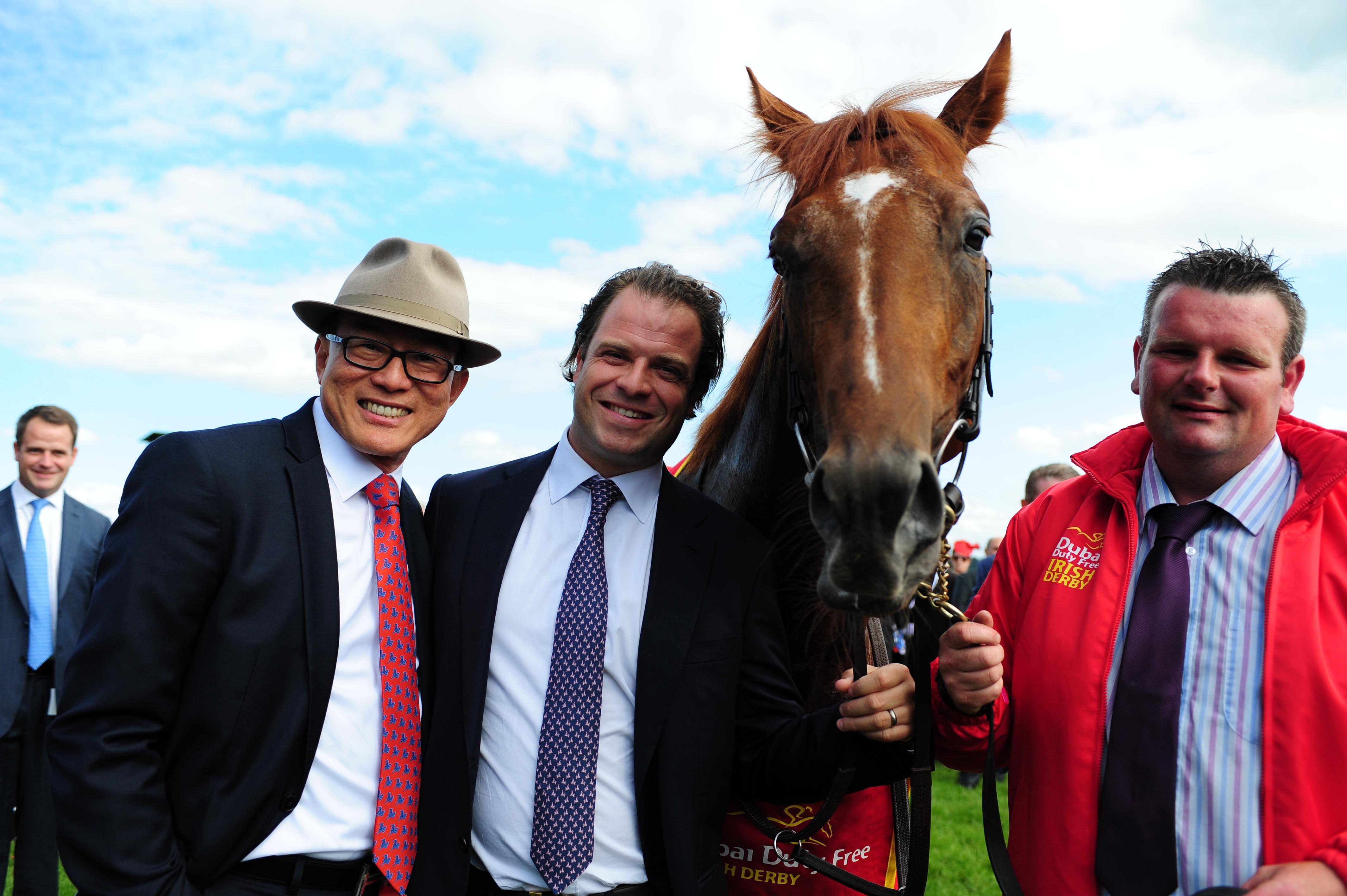 Teo Ah Khing (extreme left) with Australia which won last June's Irish Derby. 