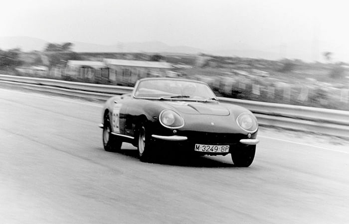 Jose Segimon behind the wheel of his NART Spider in June 1980 at the Circuit Calafat in L'Ametlla de Mar, Spain. Courstesy of Antonio Palacin edit