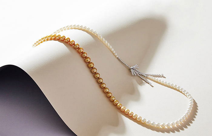 Mikimoto ribbon clasp necklace