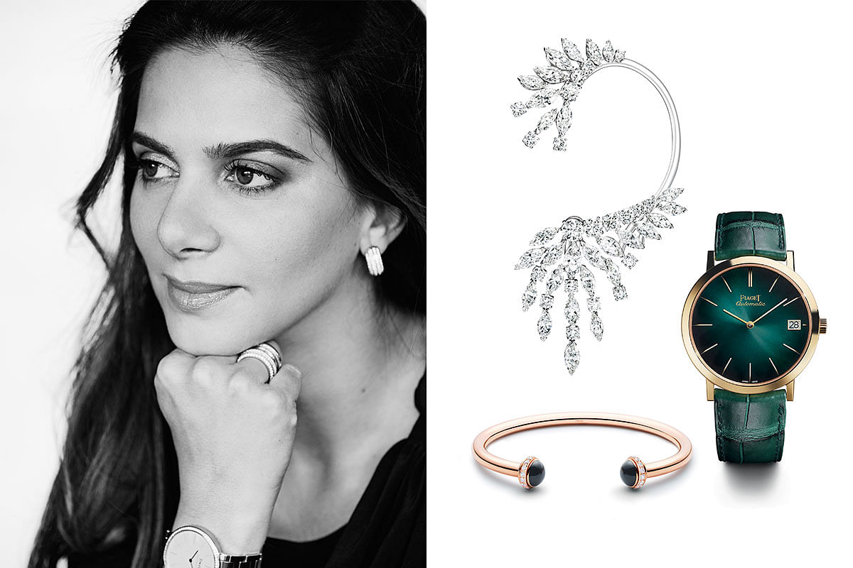 Chabi Nouri, CEO of Piaget with Piaget products