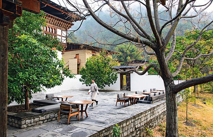 Punakha Lodge Courtyard Terrace in Amankora, Bhutan