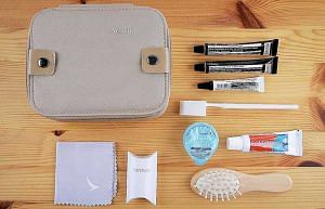 Cathay Pacific's first class amenity kit.