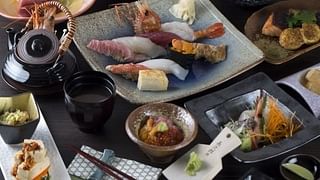 Kazu Sushi Grill Sake features omakase, robata grill, sushi, and donburi specialties
