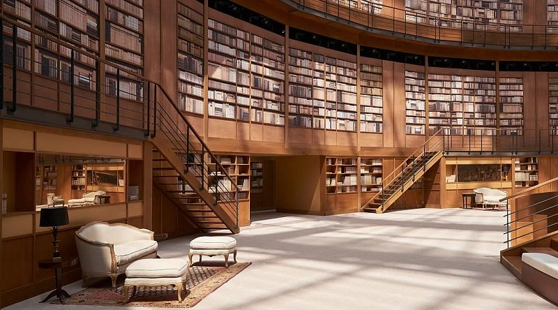 Paris' Grand Palais was transformed into a library for Chanel's Fall 2019 show. Image: Chanel