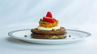 Buckwheat pancakes on boar Singapore Airlines