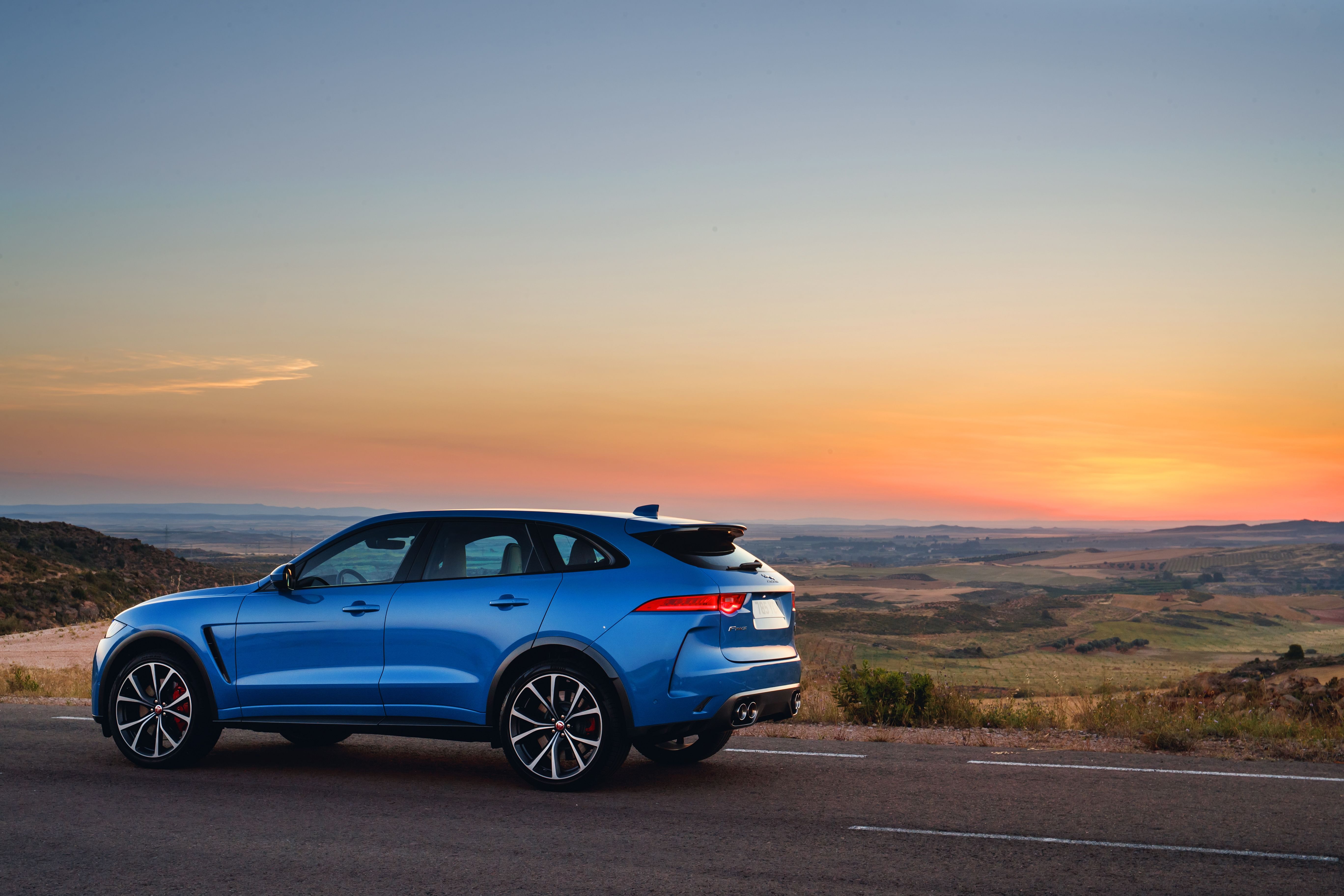 The Jaguar F-Pace SVR in ultra blue, a colour that can only be achieved by the SVO team.