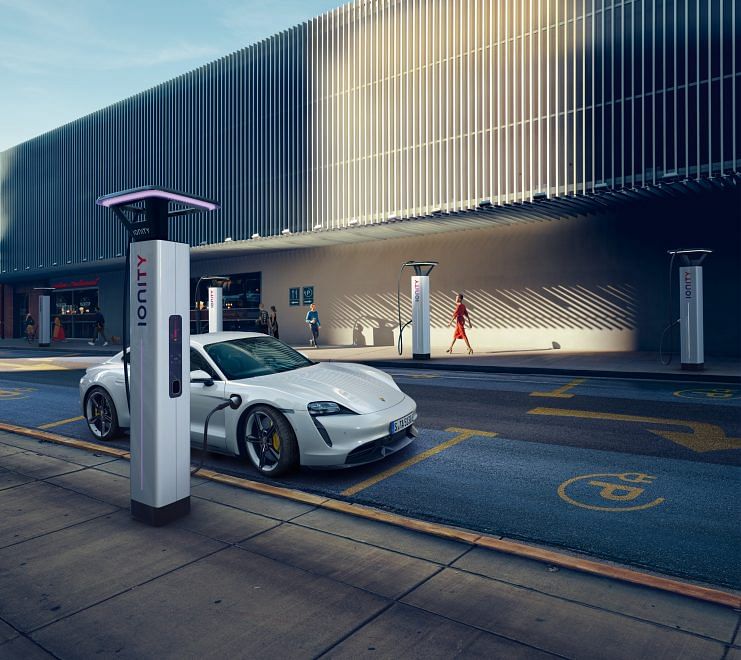 The Porsche Taycan is Porsche's first fully electric vehicle.