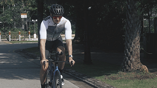 Martin Berry cycling with Canyon Bicycle and Bell & Ross.