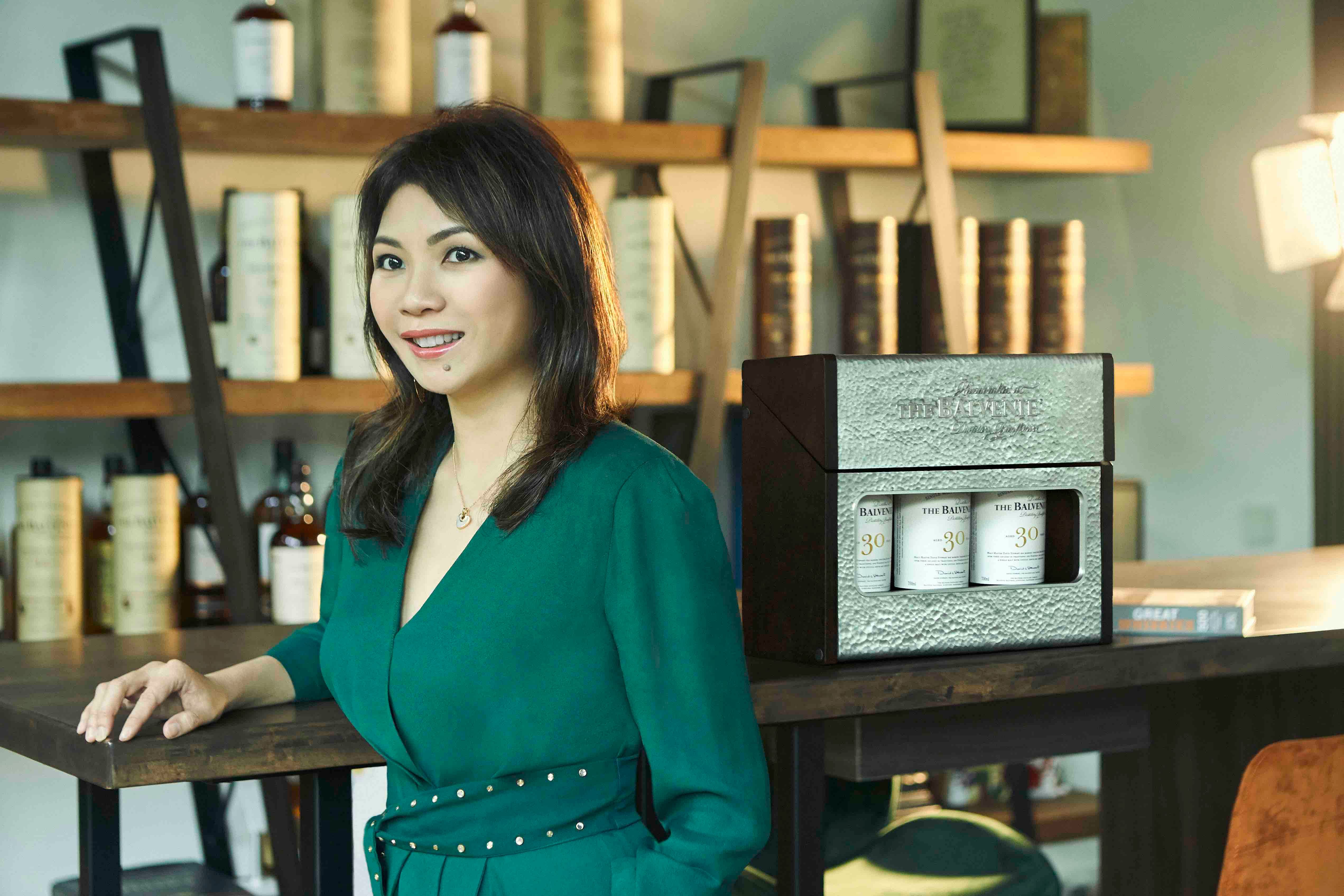 Shirley Crystal Chua with The Balvenie x Royal Selangor limited edition collector's box.