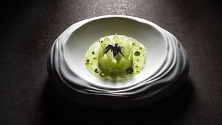 A celtuce dish from the Mirazur popup in Singapore
