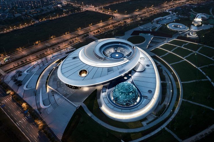 An aerial shot of the Shanghai Astronomy Museum. Photo credit: ArchExists