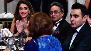 Mahesh Buxani at the 2019 Passion Ball with his daughter-in-law and friend.