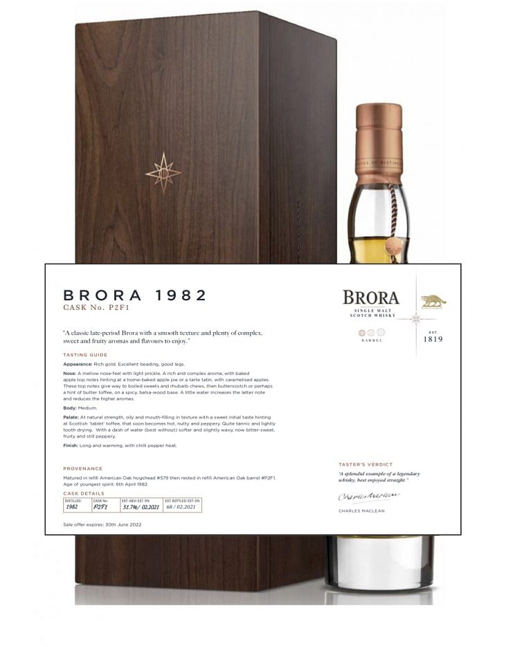 The tasting notes of the Brora 1982 cask. 