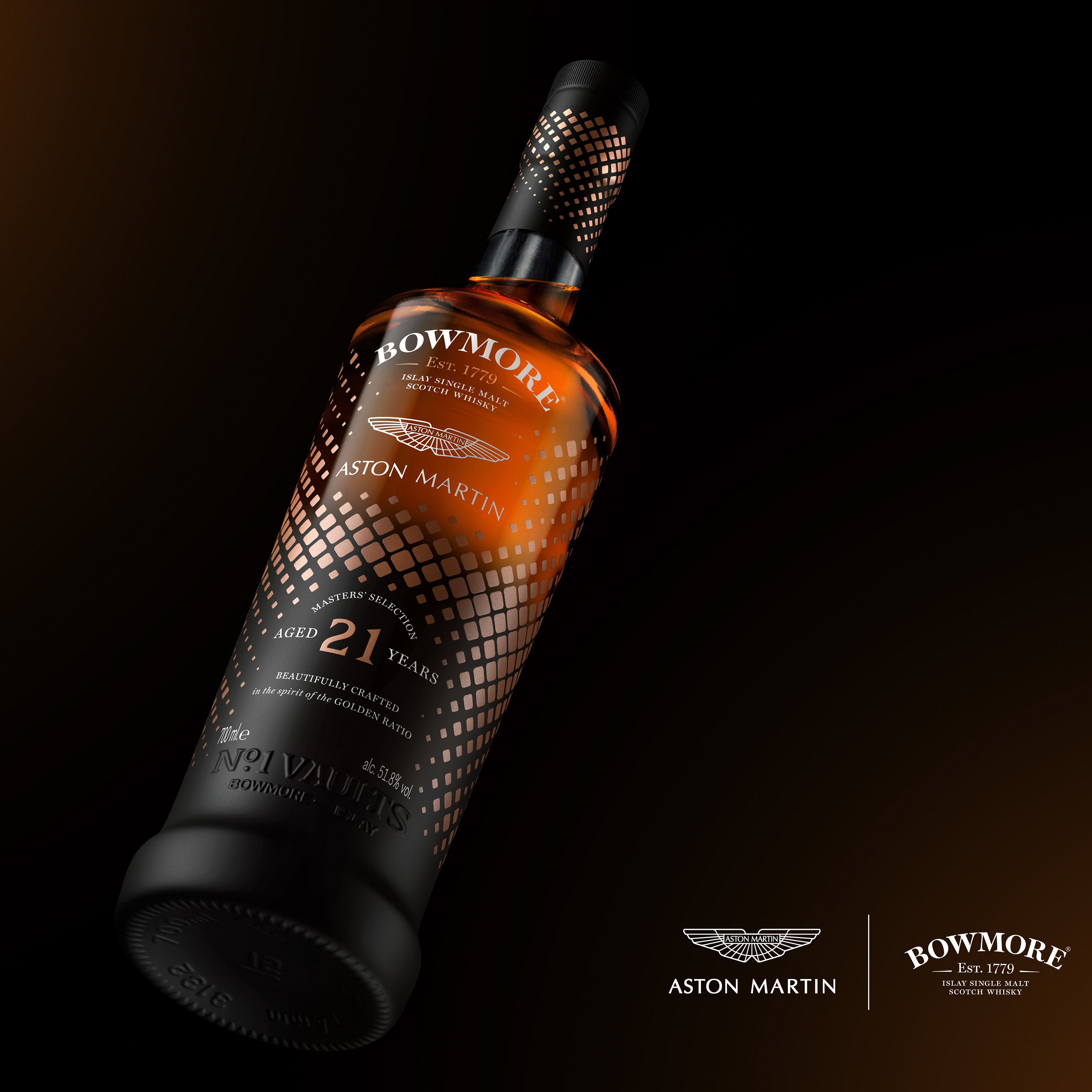 The Bowmore Aston Martin 21 Year Old bottle.
