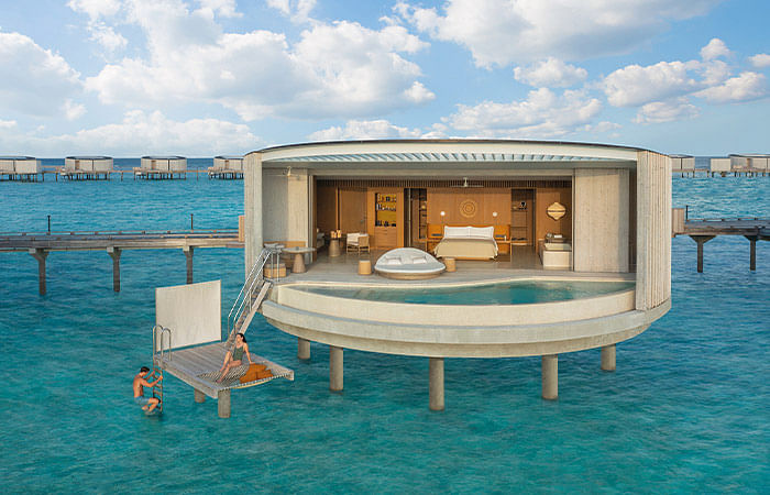 Blurring the line between indoors and out, each villa at The Ritz-Carlton Maldives offers water views, an infinity pool, and sundeck.