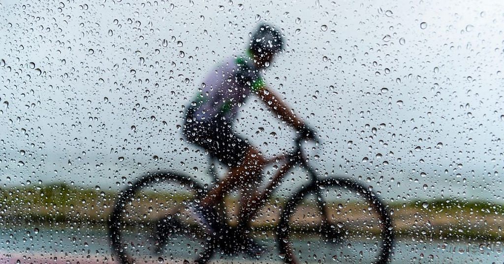 Road biking shop in the rain