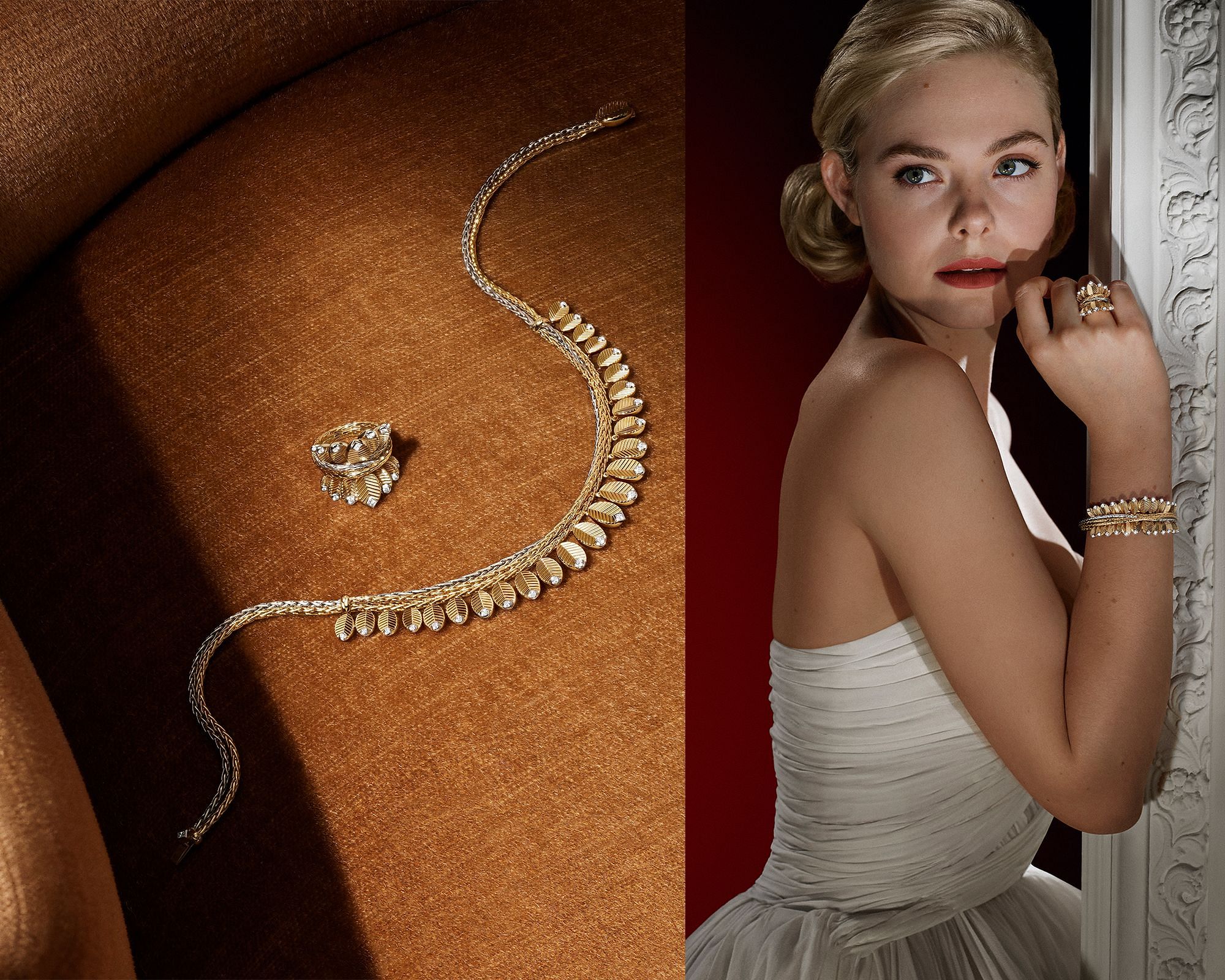 Cartier Grain de Cafe thumbnail featuring a necklace and Elle Fanning in the new campaign.